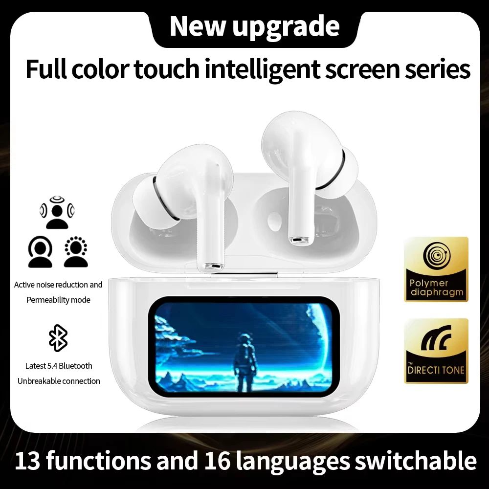 "A9 Pro Wireless Earbuds – Touchscreen Display, ANC/ENC, Crystal - Clear Sound" - zyrenstore