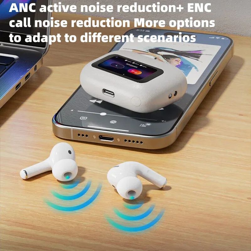 "A9 Pro Wireless Earbuds – Touchscreen Display, ANC/ENC, Crystal - Clear Sound" - zyrenstore