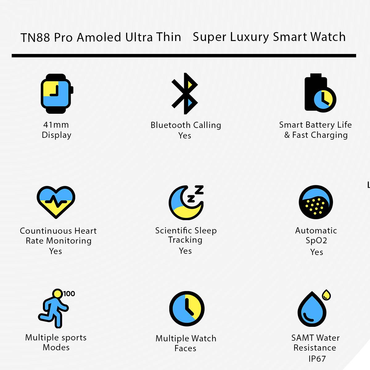 "TN88 Pro Ultra Slim AMOLED Luxury Smartwatch – Stainless Steel Elegance" - zyrenstore